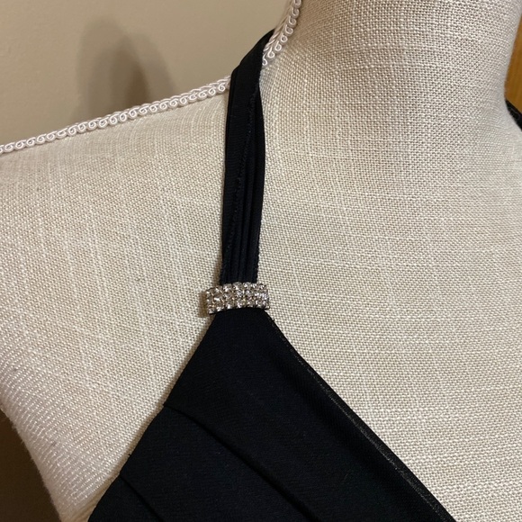 Black Tie Neck Tea-Length Fit + Flare Dress S - Picture 3 of 6